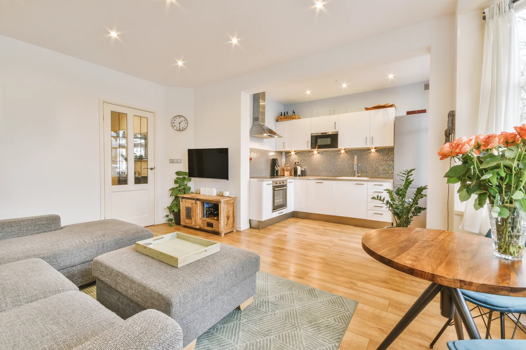 Modern Small Open Plan Kitchen Living Room